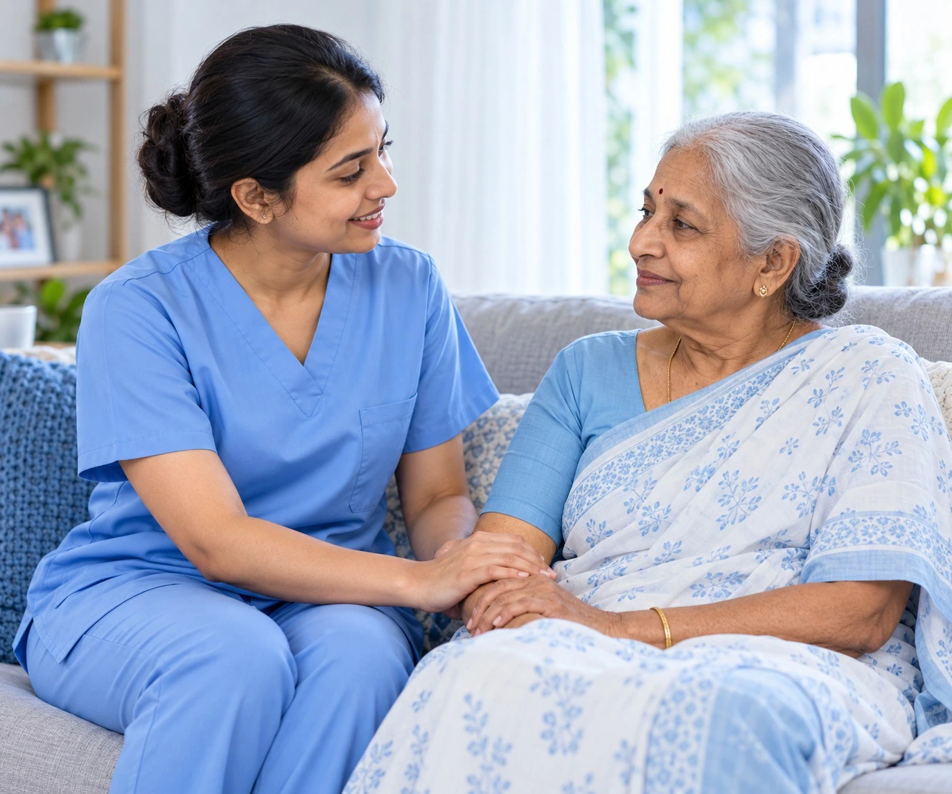 Caregiver supporting a patient at home